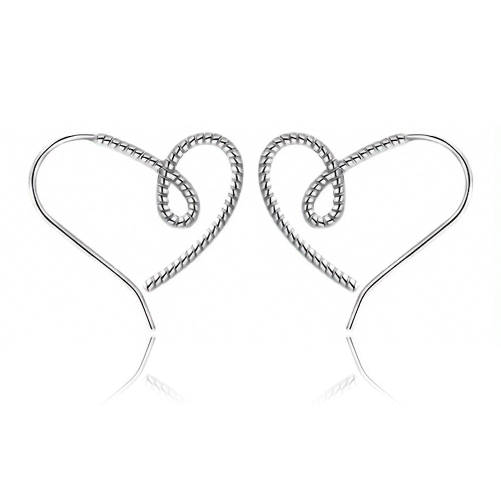 925 Sterling Silver Sweet Love Heart Hoop Earrings for Women Teens Open Hoop Earrings S925 Silver Twist Love Line Earrings