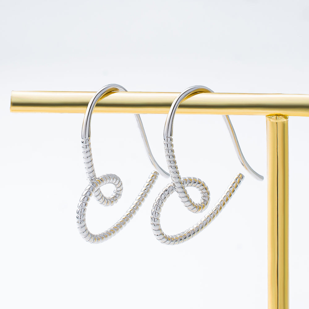925 Sterling Silver Sweet Love Heart Hoop Earrings for Women Teens Open Hoop Earrings S925 Silver Twist Love Line Earrings