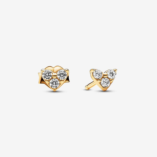 PANDORA Triple Stone Heart Stud Earrings
